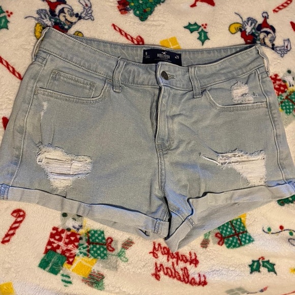 Hollister Pants - Hollister Light Wash Distressed Rolled-Hem Denim Shorts